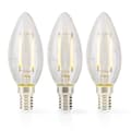 Miniatyrbild 2 av 4: Nedis LED-lampa Lampa E14 | Ljus | 4.5 W | 470 lm | 2700 K | Dimbar | Varm Vit | Retrostil | 3 st. | Tydlig