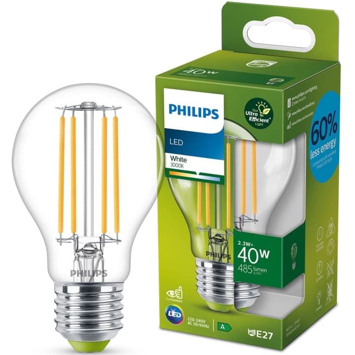 Philips LED E27 Normal 40W Klar 485lm Energiklass A