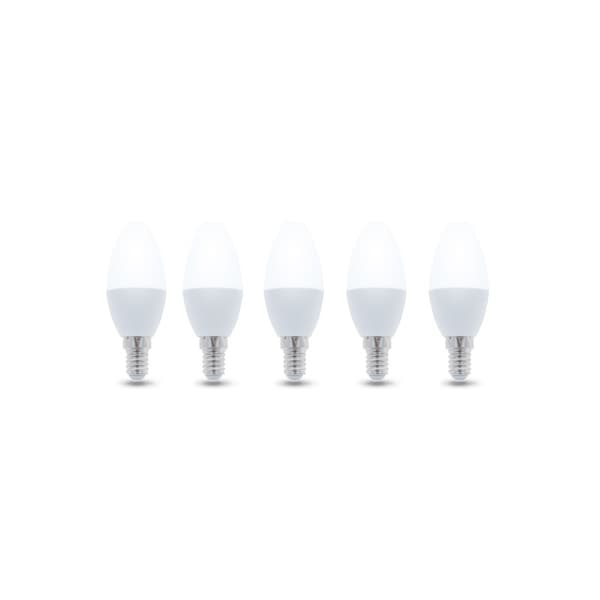 LED-lampe E14, C37, 3W, 230V, 3000K 5-pak, Varm hvid