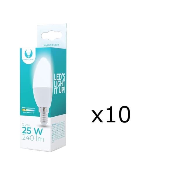 LED-lampe E14, C37, 3W, 230V, 3000K 10-pak, Varm hvid