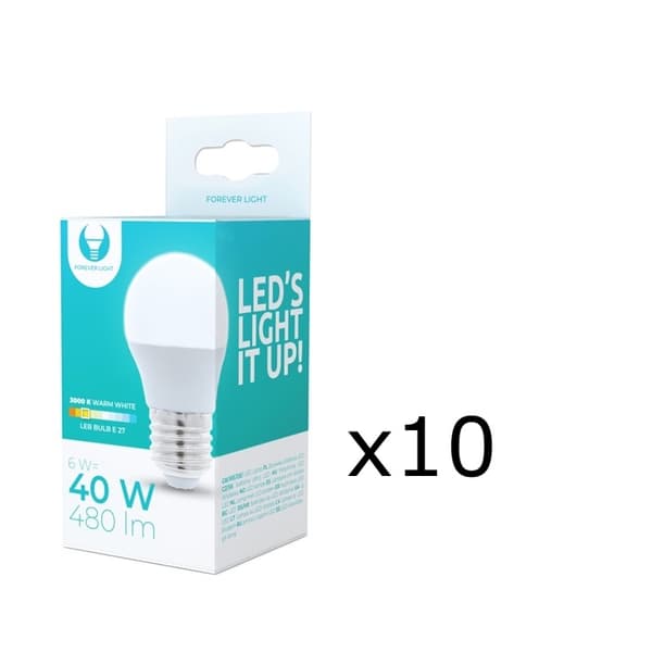 LED-lamppu E27, 6W, 230V, 3000K 10-pakkaus, lämmin valkoinen