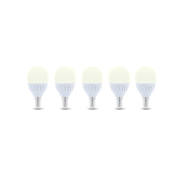 LED-lampe E14, G45, 10W, 230V, 3000K, Keramik, 5-pak, Varm hvid