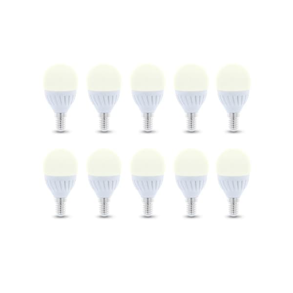 LED-lampe E14, G45, 10W, 230V, 3000K, Keramik, 10-pak, Varm hvid