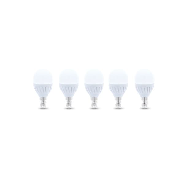 LED-lampe E14, G45, 10W, 230V, 4500K, keramik, 5-pak, hvid neutral