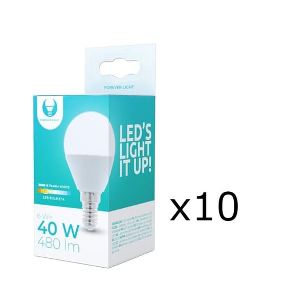 LED-Lampa E14, G45, 6W, 3000K 10-pack, Varmvitt