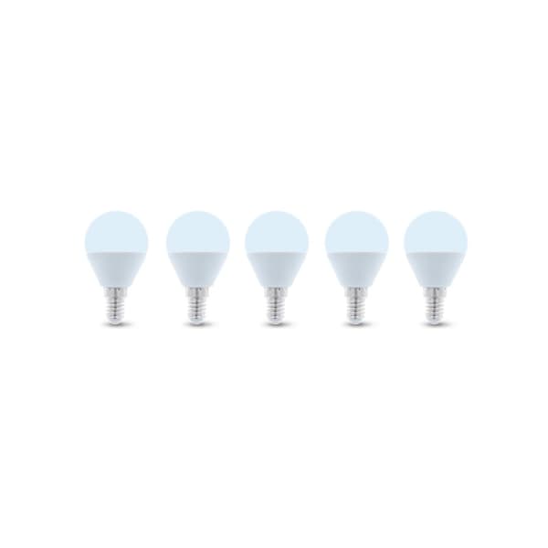 LED-lampe E14, G45, 6W, 6000K 5-pak, kølig hvid