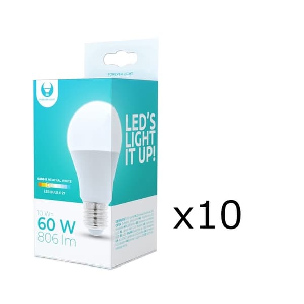 LED-lamppu E27, A60, 10W, 230V, 4500K 10-pack, valkoinen neutraali