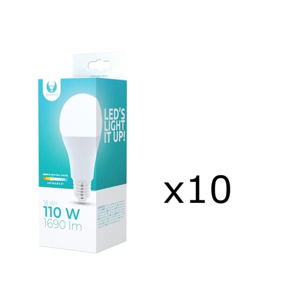 LED-lamppu E27, A65, 15W, 230V, 3000K 10-pack, Lämmin valkoinen