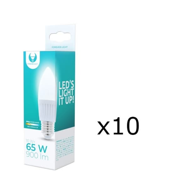 LED-lampe E27, C37, 10W, 230V, 3000K, Keramikk 10-pk, Varm hvit