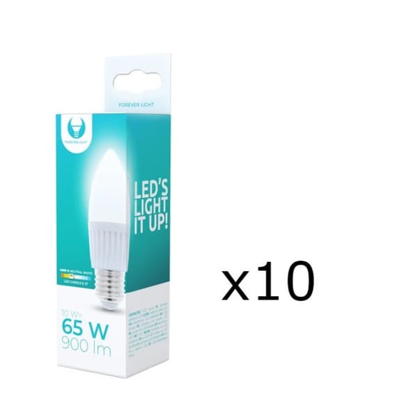 LED-lampe E27, C37, 10W, 230V, 4500K, keramisk 10-pak, hvid neutral