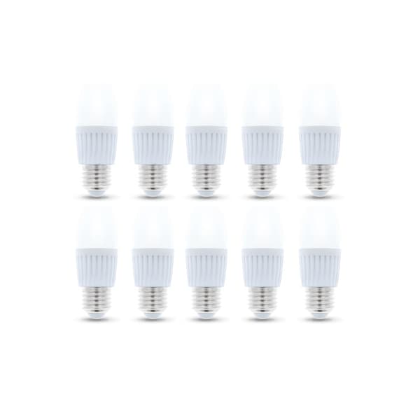 LED-Lampa E27, C37, 10W, 230V, 6000K, Keramisk 10-pack, Kallvit