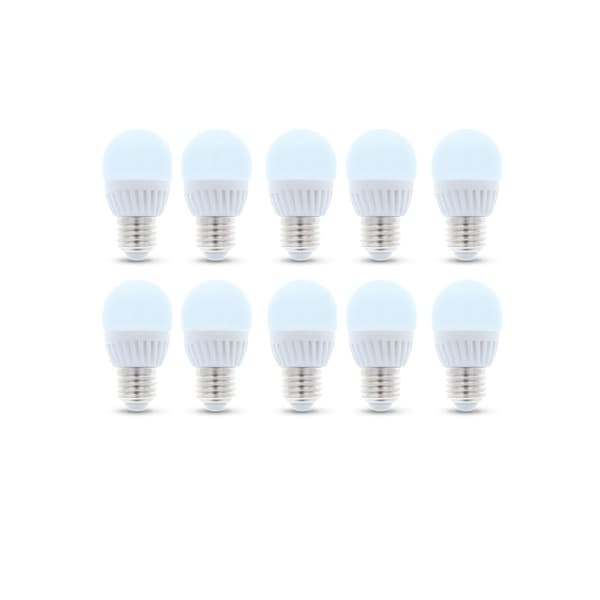 LED-Lampa E27, G45, 10W, 230V, 6000K, Keramisk 10-pack, Kallvit
