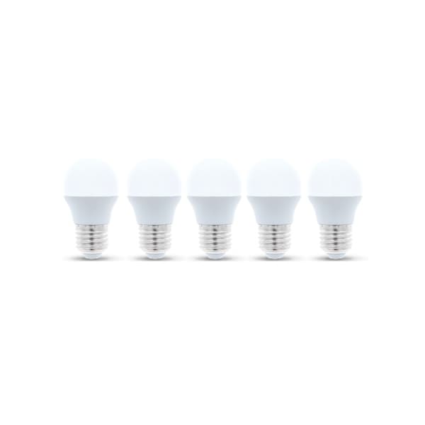 LED-lampe E27, G45, 6W, 4500K 5-pak, hvid neutral