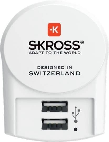Skross Reseadapter Europa till 2x USB-A Valkoinen