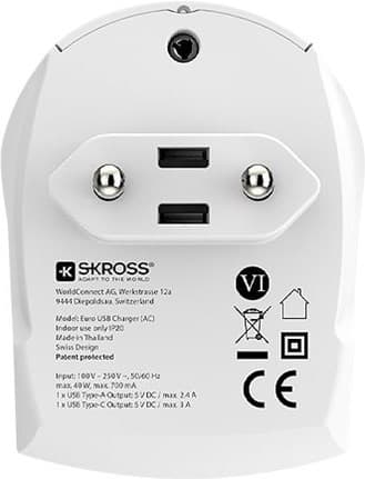 Skross Reseadapter Europa till USB-A & USB-C