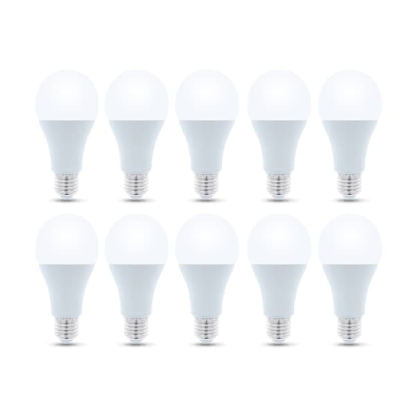 LED-lampe E27, A65, 18W, 230V, 6000K 10-pakning, Kjølig hvit
