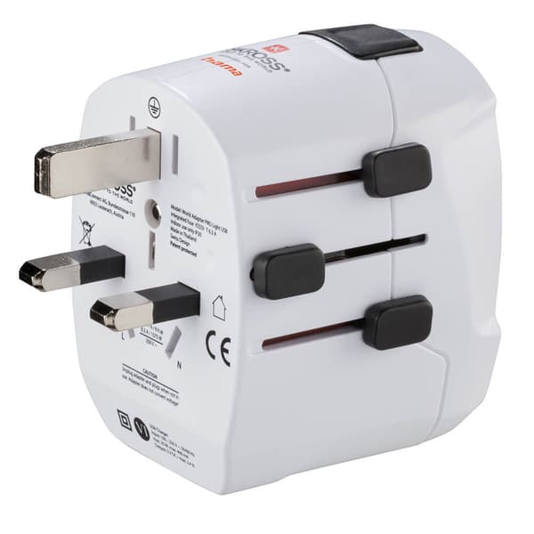 Rejseadapter Världen Pro Light USB 3 pin