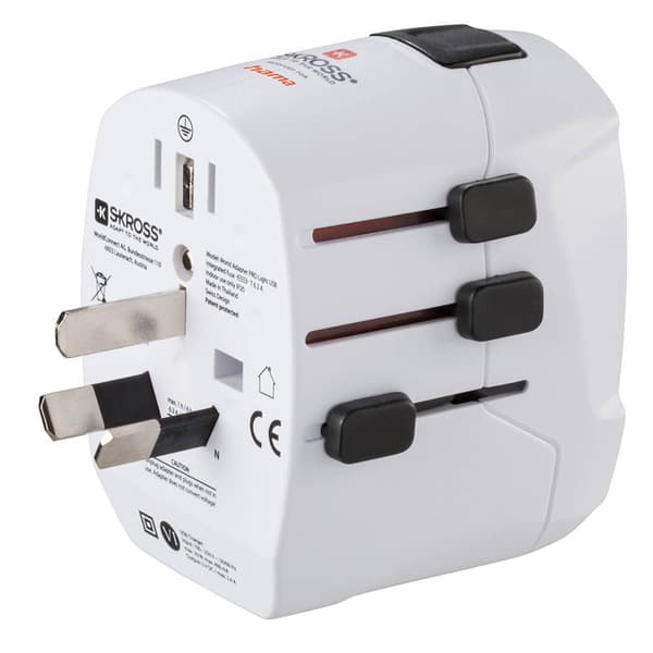 Rejseadapter Världen Pro Light USB 3 pin