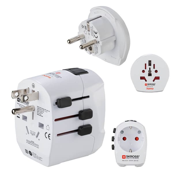 Rejseadapter Världen Pro Light USB 3 pin