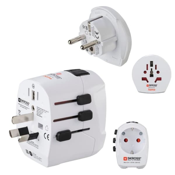 Hama World Travel Adapter Set World Travel Pro Light USB 3-pin 2x USB