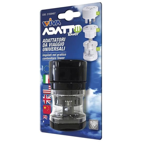 Adatto Tower Kit Universal Travel Plugs Svart
