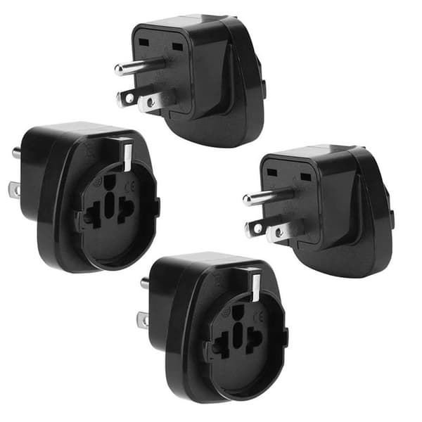 4x Adaptrar för uttag Uttagsadaptrar Adaptrar för socklar Typ B på EU Socket Adapter Power Adapter Travel Plug Converter svart