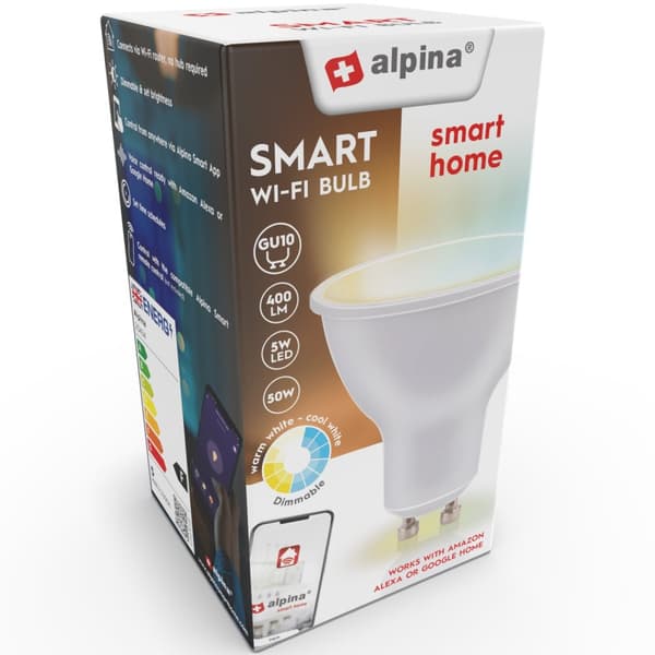 Alpina WiFi Smart GU10 LED lämmin/kylmä valkoinen 4.9W 470 lm