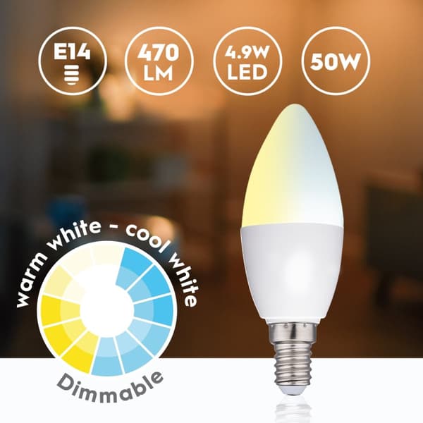 Alpina WiFi Smart E14 LED Varm-/Kallvit 4,9W 470 lm