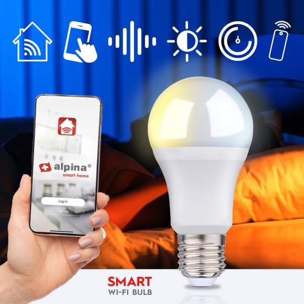 Alpina WiFi Smart E27 LED varm/kald hvit 9W 806 lm