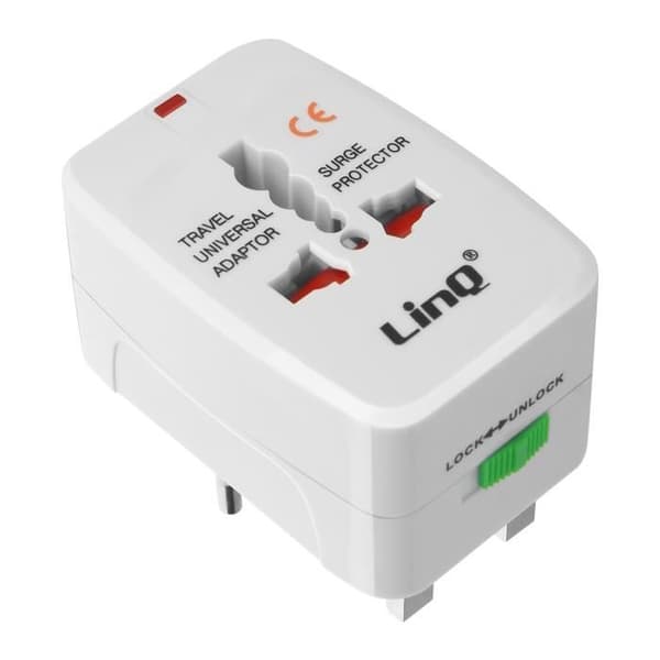 LinQ Universal Compact Hållbar UK/EU/US Reseströmadapter Vit