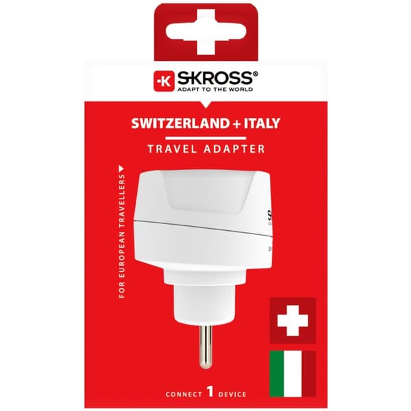 SKROSS Strømadapter Europa -&gt; Sveits, Italia og Brasil