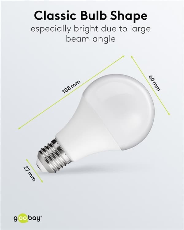 Goobay LED-lampa, 8,5 W sockel E27, varmvit, ej dimbar