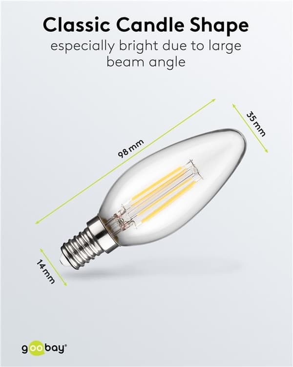 Goobay LED-lampa med glödtråd, 4 W sockel E14, varmvit, ej dimbar