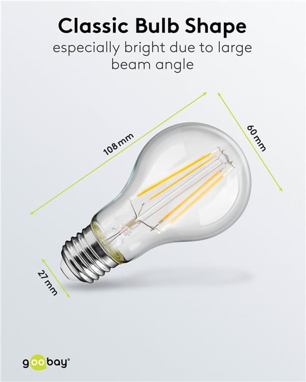 Goobay LED-lampa med glödtråd, 7 W sockel E27, varmvit, ej dimbar