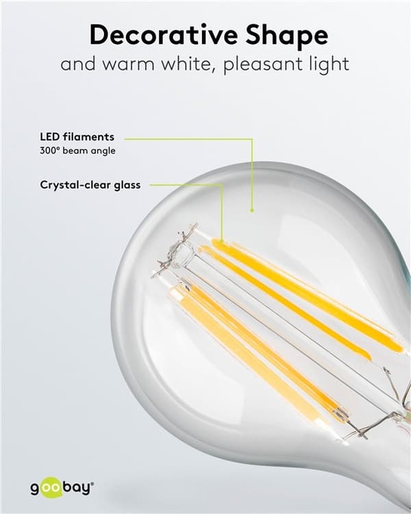 Goobay LED-lampa med glödtråd, 11 W sockel E27, varmvit, ej dimbar
