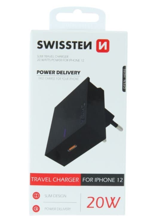 Swissten Premium 20W Mains Charger for all Apple iPhone 12 / 13 / 14 Series Models