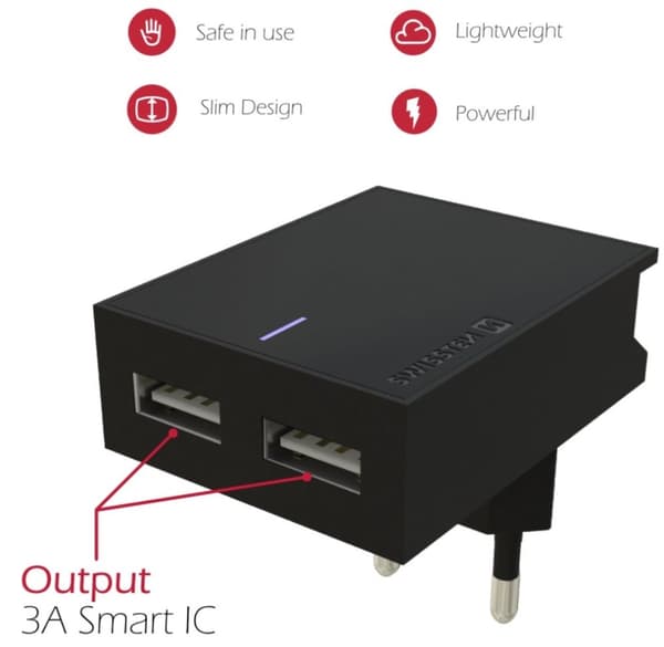 Swissten MFI Apple Certified Travel Charger USB 3А / 15W With Lightning Cable 1.2m