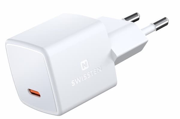 Swissten Síťový Adaptér GaN USB-C 33W PD mini 3x3x3 cm Bilý