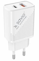 Lādētājs Savio Wall USB charger Quick Charge Power Delivery 3.0 18W Hvid