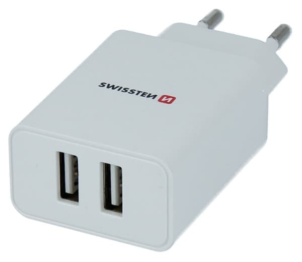 Swissten Síťový Adaptér Smart Ic 2X Usb 2,1A Power + Datový Kabel Usb / Lightning 1,2 M Bílý