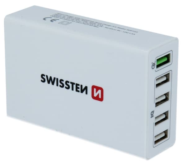 Swissten Qualcomm 3.0 QC Smart IC Premium Travel Charger USB 5x 2.1A  50W