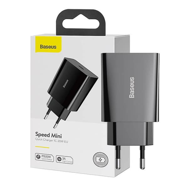 Baseus Speed Mini Quick Charger USB-C Charger 20W Sort