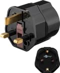 Miniatyrbilde 1 av 3: Goobay Nettadapter UK, svart stikkontakt med jording (type F, CEE 7/3) > UK 3-polet støpsel (type G, BS 8546)