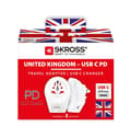Miniatyrbillede 3 af 7: SKROSS World Adapter - World to UK USB-C™ PD för alla jordade och ojordade enheter (2- och 3-poliga), med integrerad, ultrasnabb USB-C™-laddare (Power