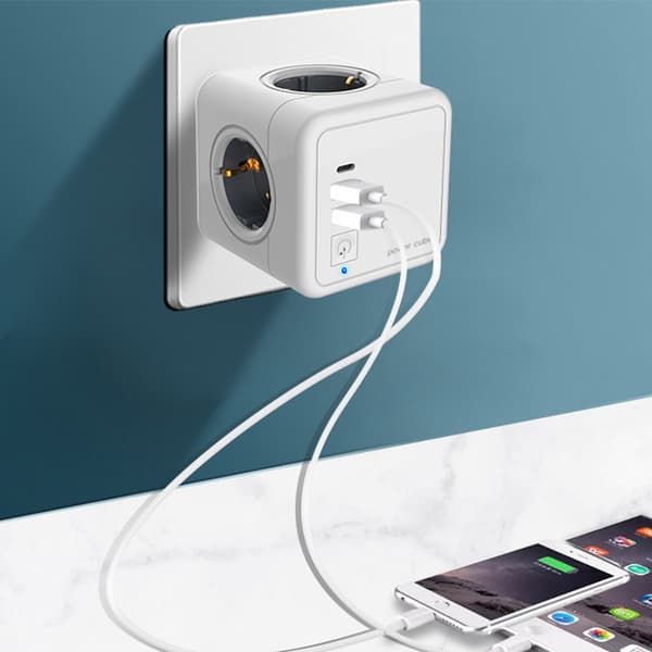 INF EU-standard pluggadapter, stikkontaktforlenger 4 uttak
