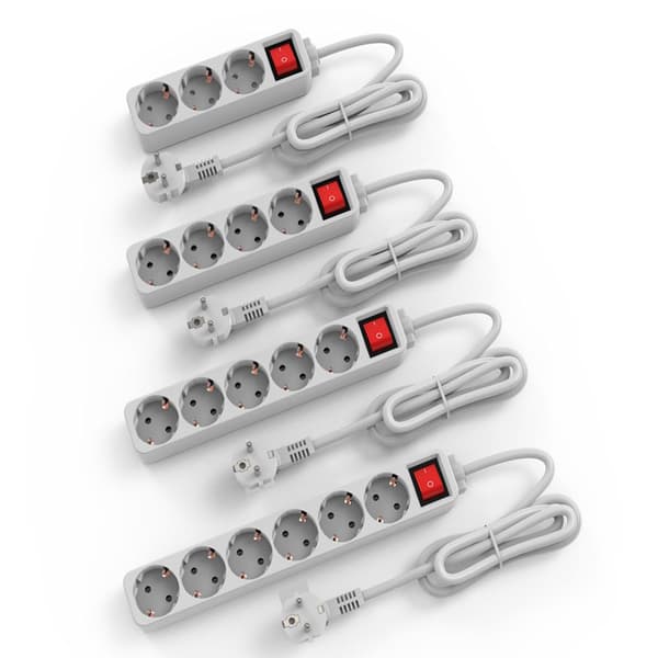 INF EU-pluggadapter, strømskinne 1,5 m 6 AC-uttak