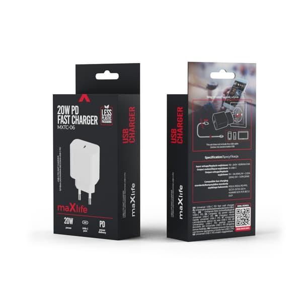 Maxlife MXTC-06 PD QC 1x USB-C 20W Charger Adapter