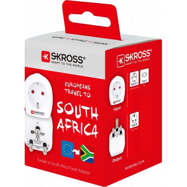 SKROSS -matka-adapteri, EUR -- Etelä-Afrikka, maadoitettu