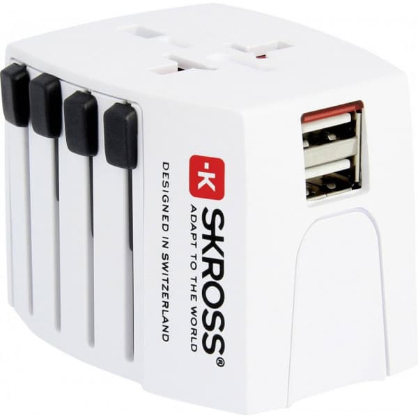 SKROSS MUV USB 2xA -rejseadapter med to USB-porte