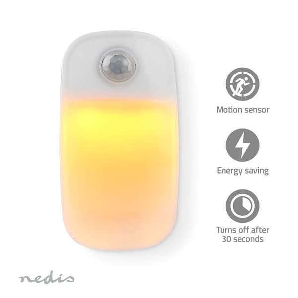 Nedis Plug-In LED Yövalo | Liiketunnistin | Hämärätunnistin | 0.55 W | 11 lm | Lämmin Valkoinen